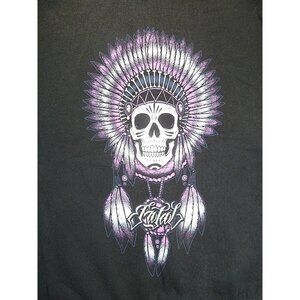 Fatal Clothing Co Black Long Sleeve Hoodie Skull in Headdress Womens XL EUC